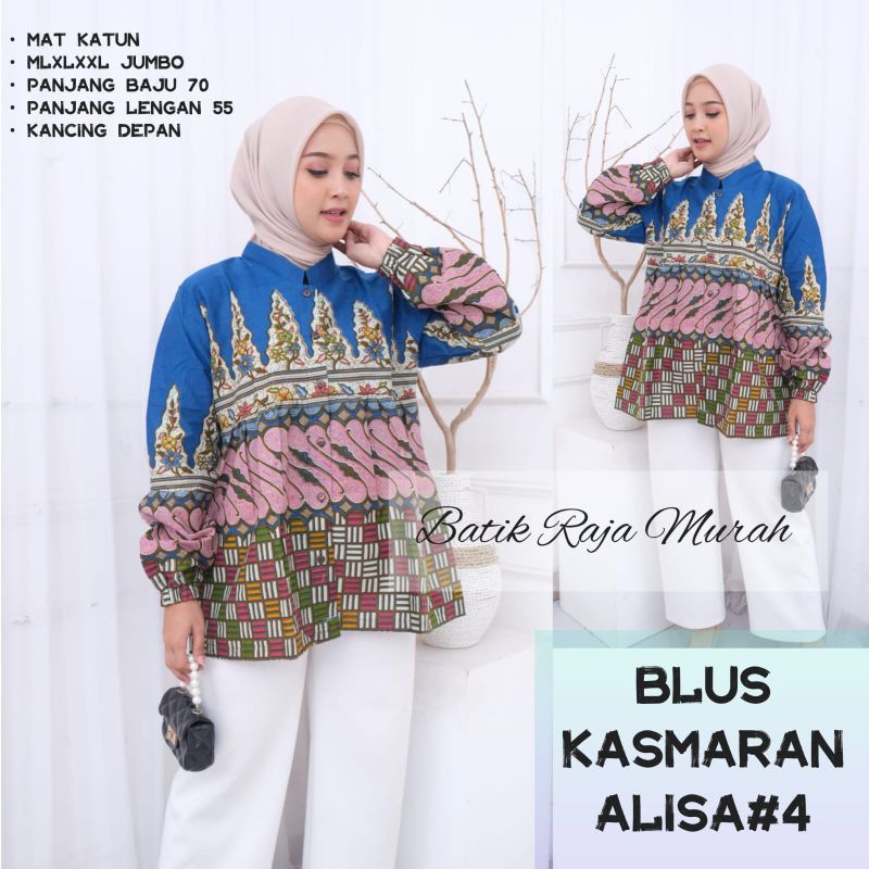 blus kasmaran alisa batik solo atasan kerja blus batik kancing depan