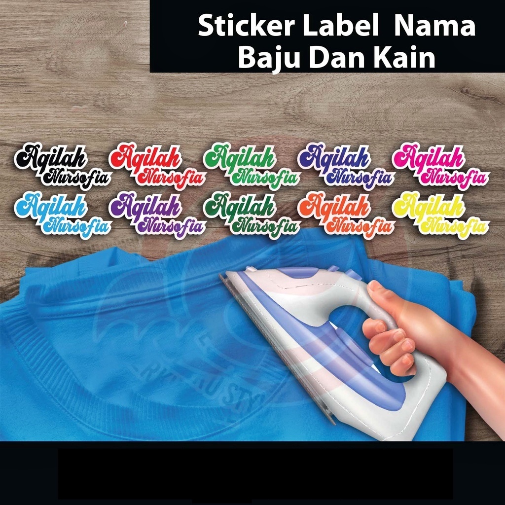 

Sticker Label Nama Kain Baju Kaos Sablon Setrika Sticker Iron Custom Tulisan (Per Pack isi 50 Pcs) Stiker Baju / Stiker Kain Sablon Press Strika Anti Luntur TERBAIK TERMURAH YA KAKAK