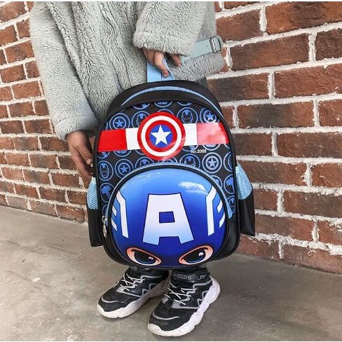 Amadela Story - Tas Sekolah Anak Tas Ransel Anak Spiderman Captain America Tas Ransel Karakter 3D TAS ANAK PAUD