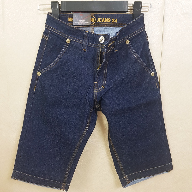 CELANA PENDEK JEANS STRETCH REMAJA / ANAK WARNA BIRU TUA MERK BRONCO