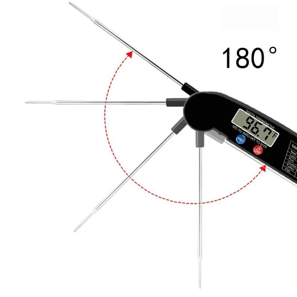 Solighter Termometer Digital Stainless Steel Mudah Disimpan Lipat Ultrathin Barbecue Probe Suhu