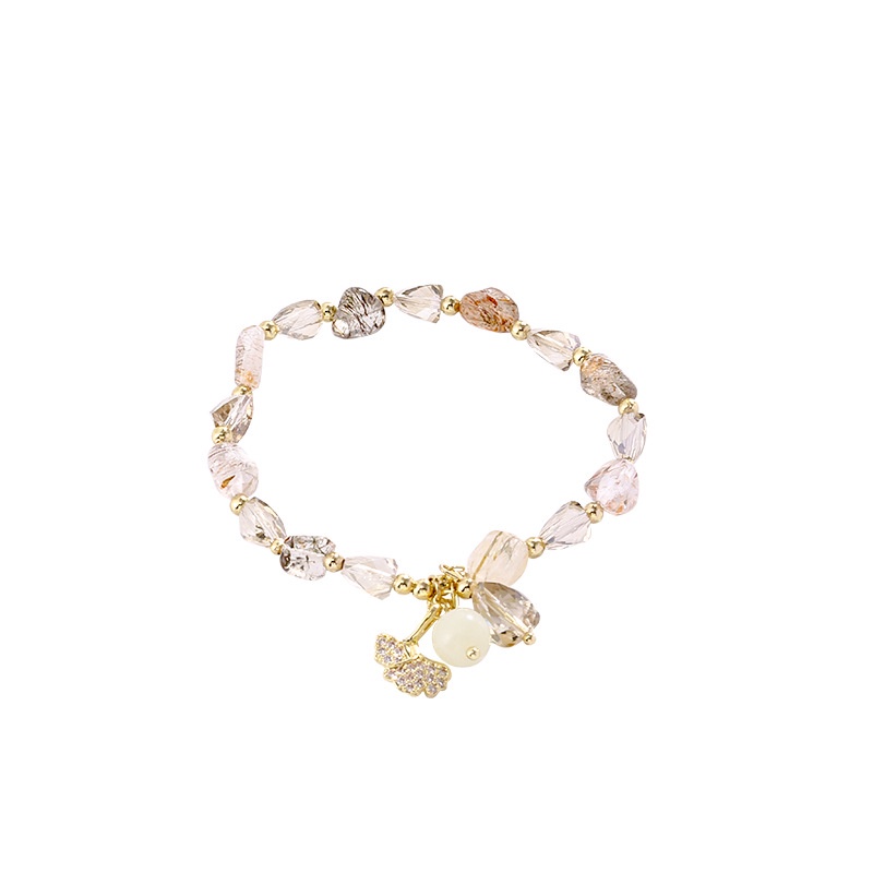 Gelang Daun Berlian Kristal Mewah Perhiasan Tangan Opal Super Lucu