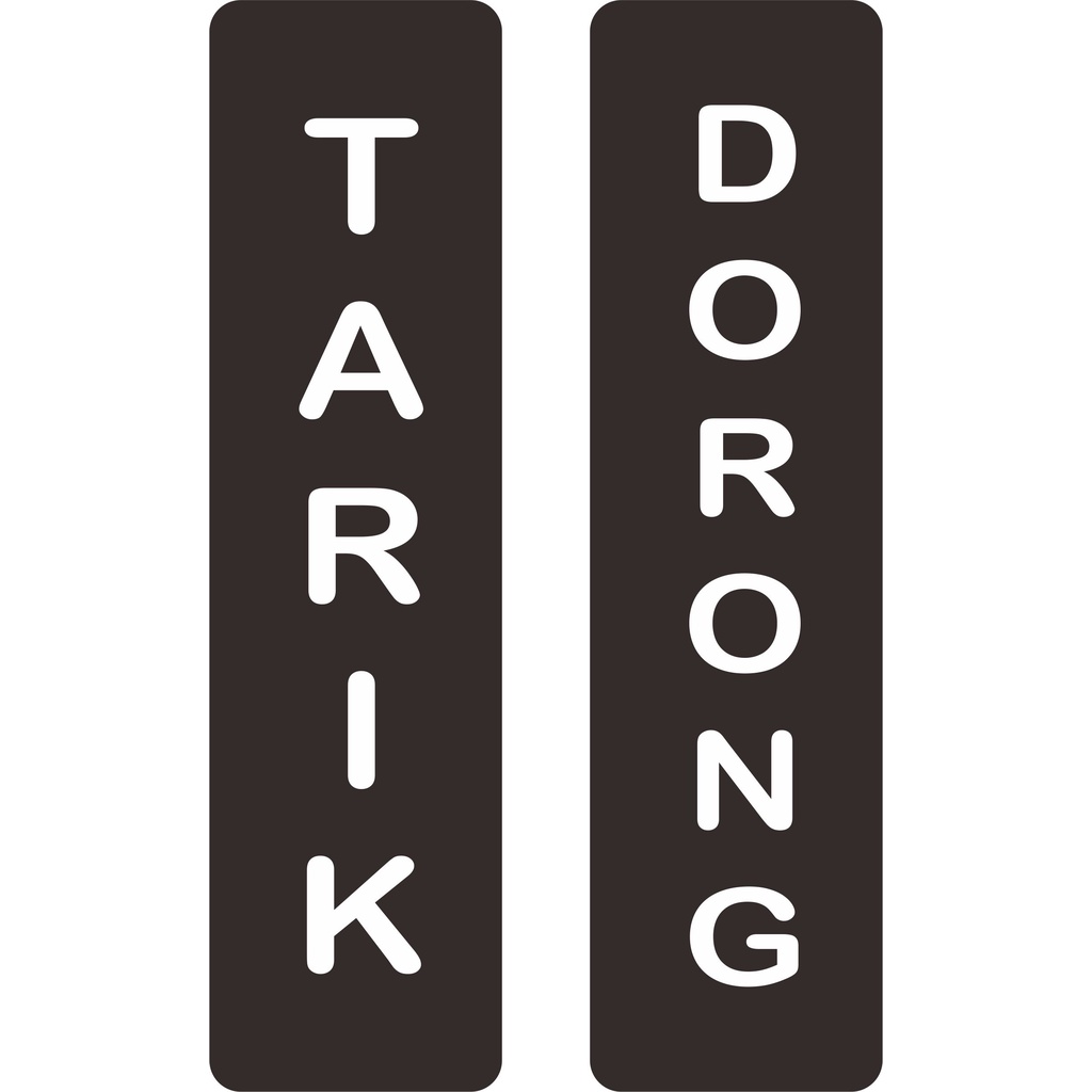 

Akrilik / Stiker Pintu Tarik Dorong Hitam Font Putih