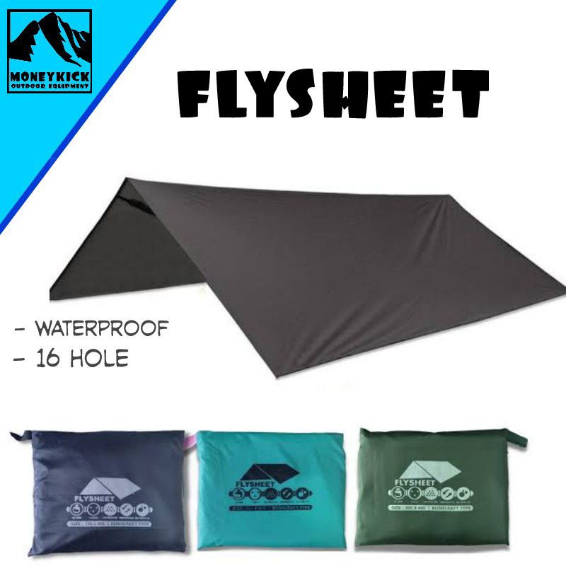 Flysheet 3x4 Meter dan 3x3 Meter / Flysheet Waterpeoof / Tenda Flyshet Bivak Anti Air  / 3 Meter / 4 Meter