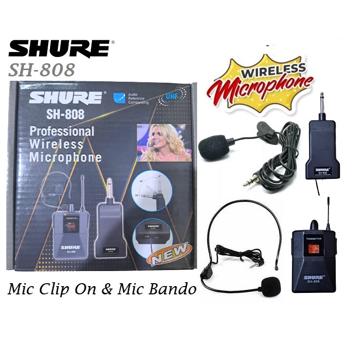 MIC CLIP ON + MIC BANDOO WERLES SHURE SH 808 Kualitas Bagus