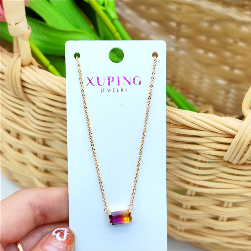 Ladies Necklace Color Zircon Perhiasan Kalung Berwarna Berlian Liontin Hadiah Ulang Tahun Aksesoris Fashion