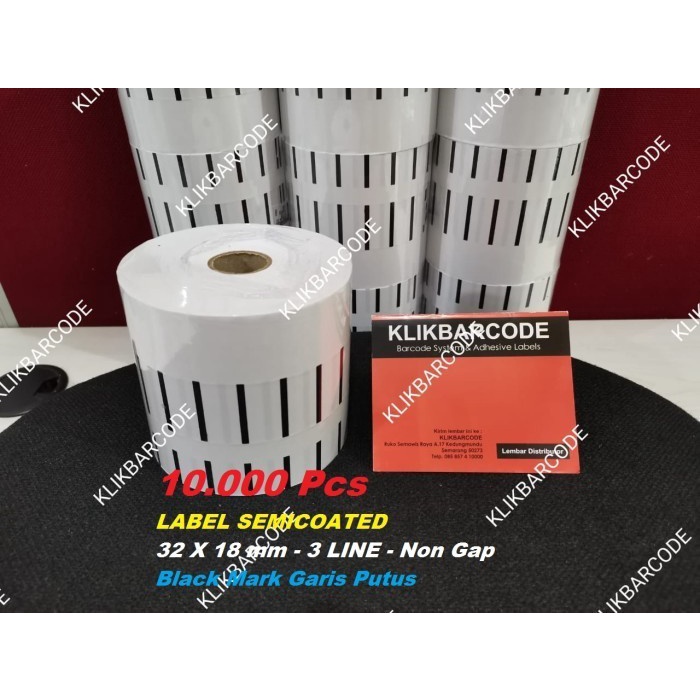 

MURAH BLACK MARKSTRIP - LABEL BARCODE SEMICOAT - 32 X 18 X 3 LINE - 10.000PC MURAH
