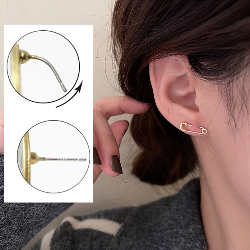 925cap Tidak Teratur Pin Anting Untuk Pria Dan Wanita Pasangan Kepribadian Kertas Klip Anting-Anting Warna Perak Perhiasan Hadiah