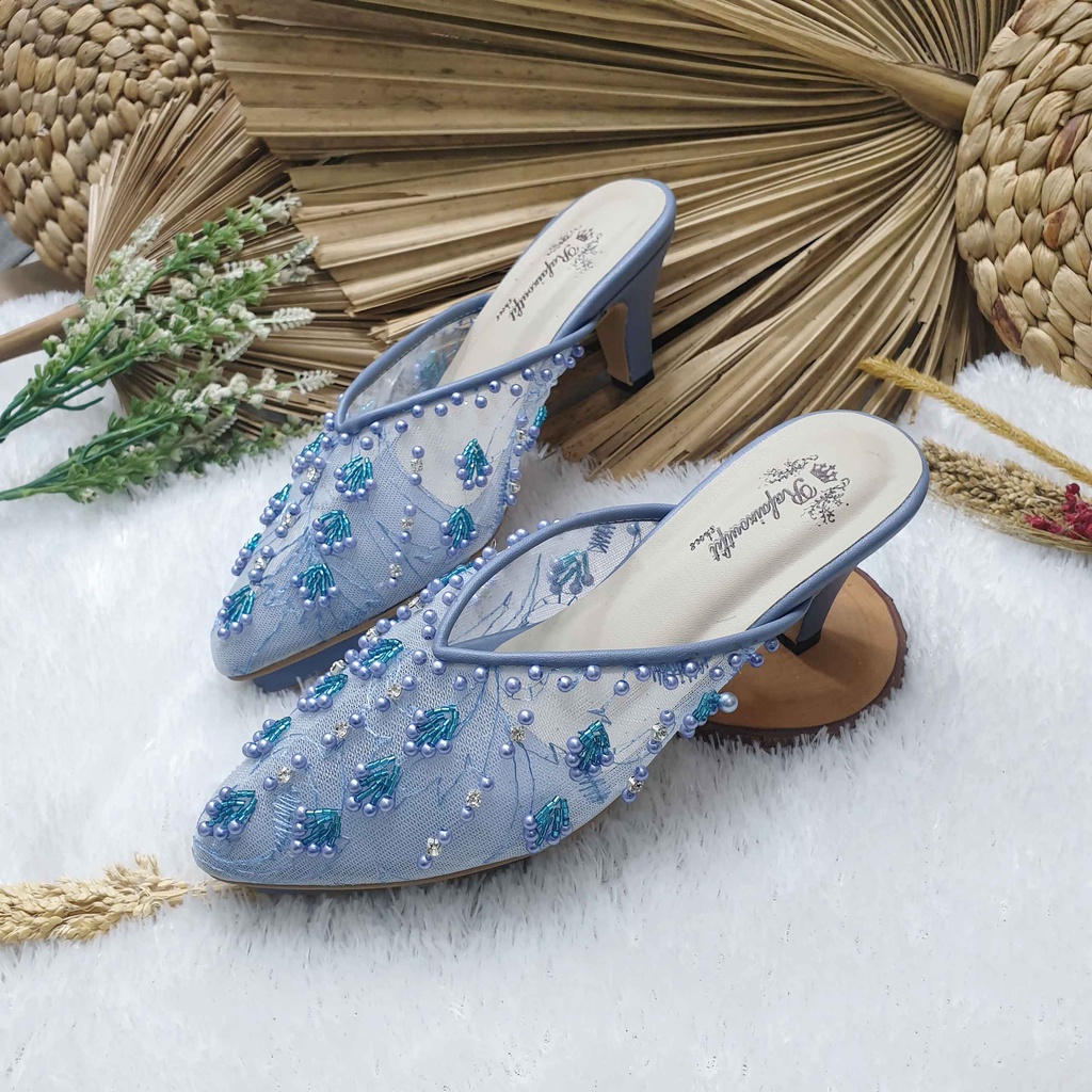 Sepatu weddig pesta cantik marrisa ice blue 7cm