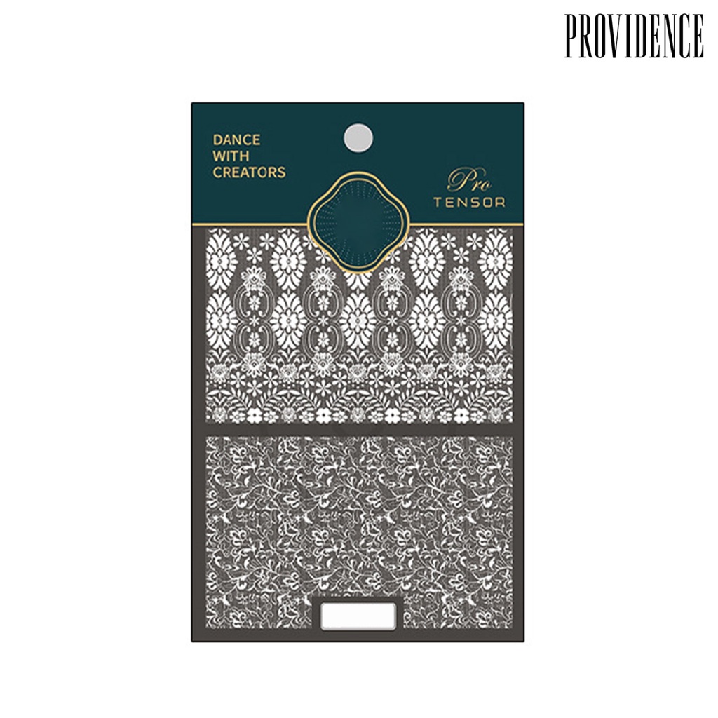 Providence Nail Art Stiker Tidak Luntur 5D Relief Perekat Diri DIY Ultra Tipis Kerawang Pola Bunga Renda Putih Kuku Foil Stiker Perlengkapan Kuku