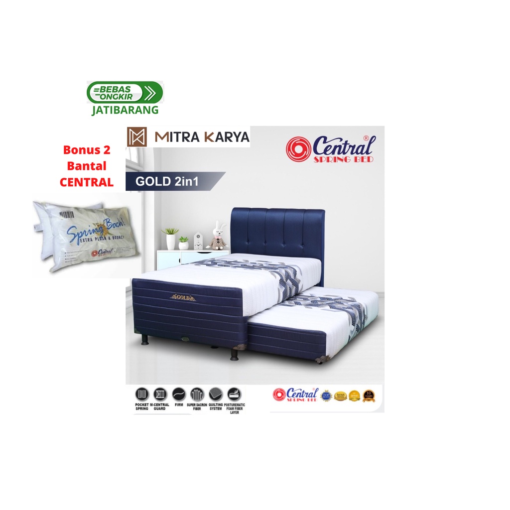 Kasur Sorong Twin / Springbed 2 in 1 Gold Series - Central Springbed