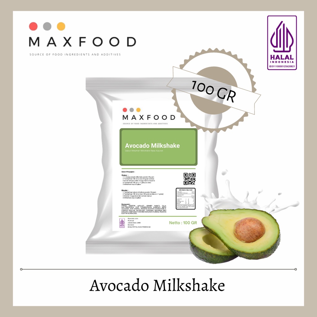 

MAXFOOD - Avocado Milkshake / Bubuk Minuman Milkshake Rasa Alpukat 100 GR