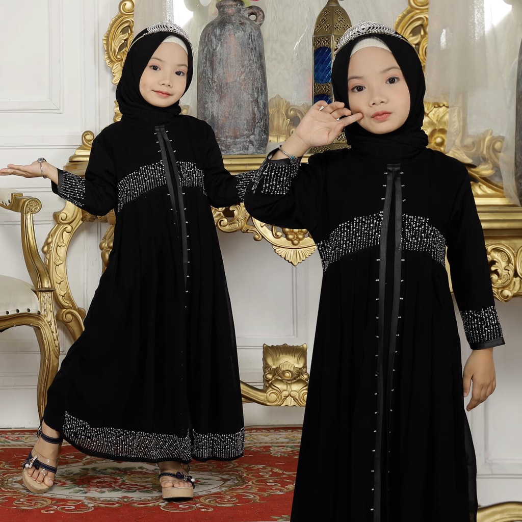 Gamis Anak Perempuan umur 11 12 tahun Abaya anak Dubai 475 Muslim Anak Perempuan Abaya Jetblack Ym d