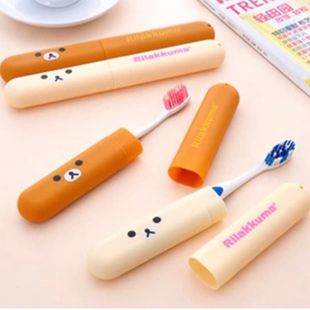 TRS - Tempat Sikat Gigi Rilakkuma Kotak Penyimpanan Travel Toothbrush Box