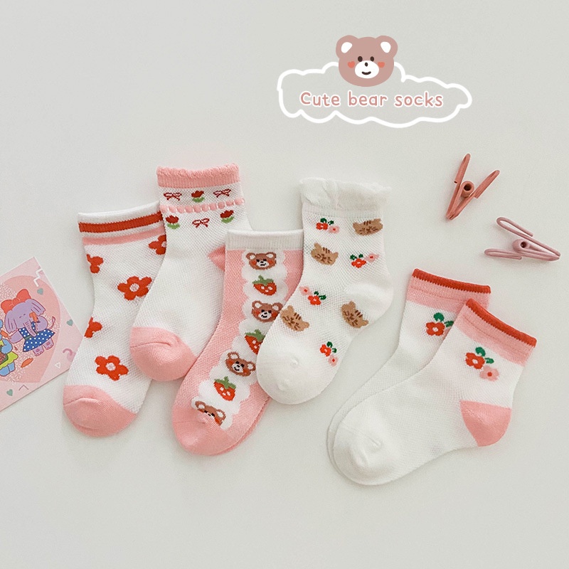 Little Momos 5 Pasang Kaos Kaki Katun Anak Bayi Lucu 0-3 Tahun