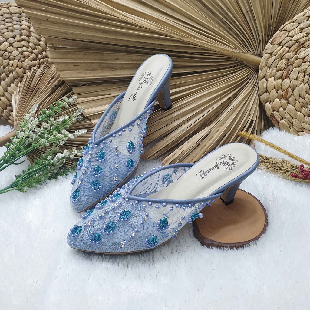 Sepatu weddig pesta cantik marrisa ice blue 7cm