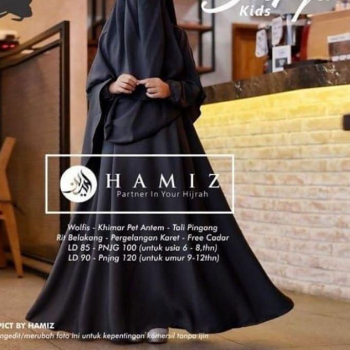 (BISA COD) Gamis Remaja anak perempuan 9-12 tahun| Gamis Hitam | Gamis anak syar'i |Baju muslim anak