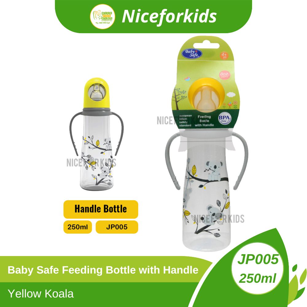 BabySafe Baby Feeding Bottle with Handle 250ml ( JP005 ) Botol Susu bayi dengan pegangan tangan