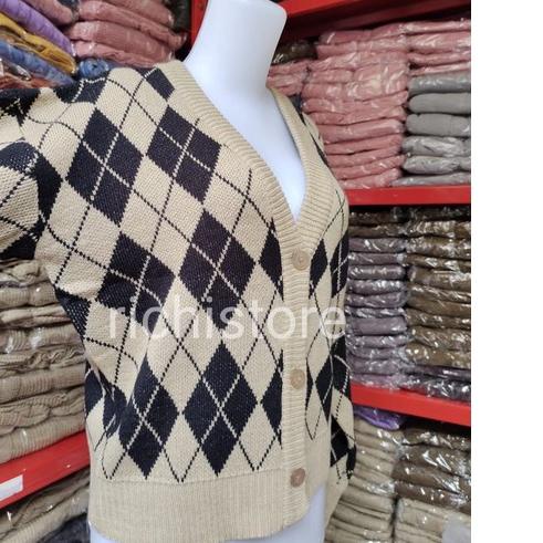 ֍ KARDIGAN RAJUT MOTIF KOTAK LEMBUT PREMIUM CARDIGAN MURAH RAJUT ⅍