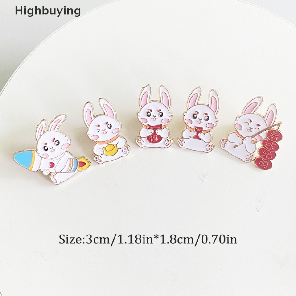 Hbid Tahun Baru Kelinci Alloy Pin Rabbit Bros Kartun Kelinci Pakaian Lapel Pin Lucu Bentuk Hewan Bros Kerah Badge Tas Kartun Perhiasan Aksesoris Glory