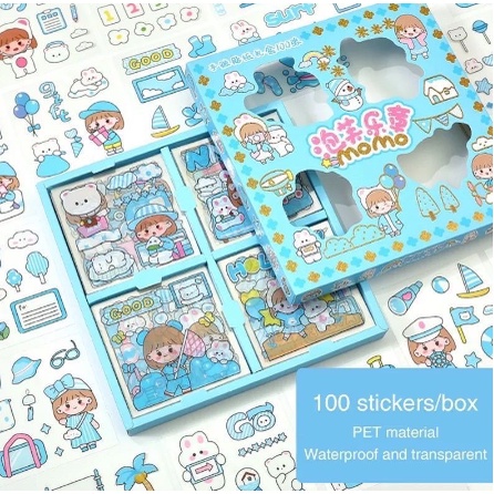 Sticker 2D motif kartun sticker buku isi 100 pcs