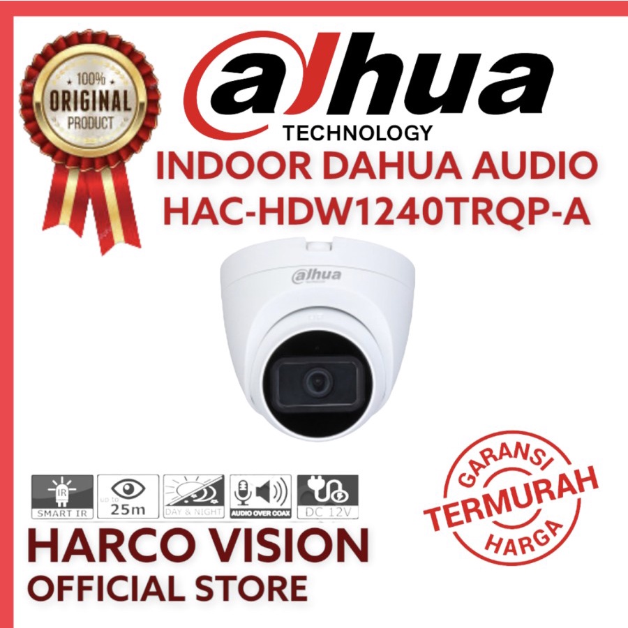KAMERA CCTV DAHUA INDOOR / OUTDOOR MIC AUDIO 2MP 1080P HAC-HDW1240TRQP-A-DIP DAHUA HAC-HFW1240CP-A MURA