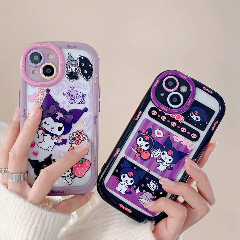 1pc Cute Kuromi Puff Case IPhone 11 12 13 14 Pro Max Casing Ponsel Lembut Indah Kartun Anime Gadis Fashion Wanita Casing hp