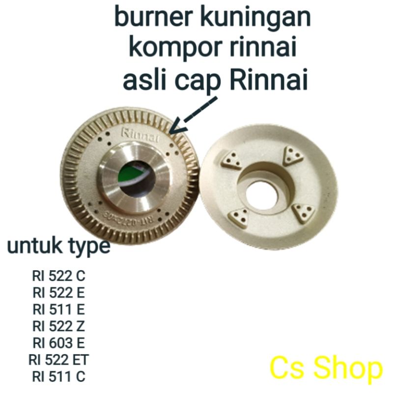 BURNER RINNAI/KUNINGAN RINNAI ASLI CAP RINNAI UNTUK TYPE RI 522C, RI 522E, RI 511C