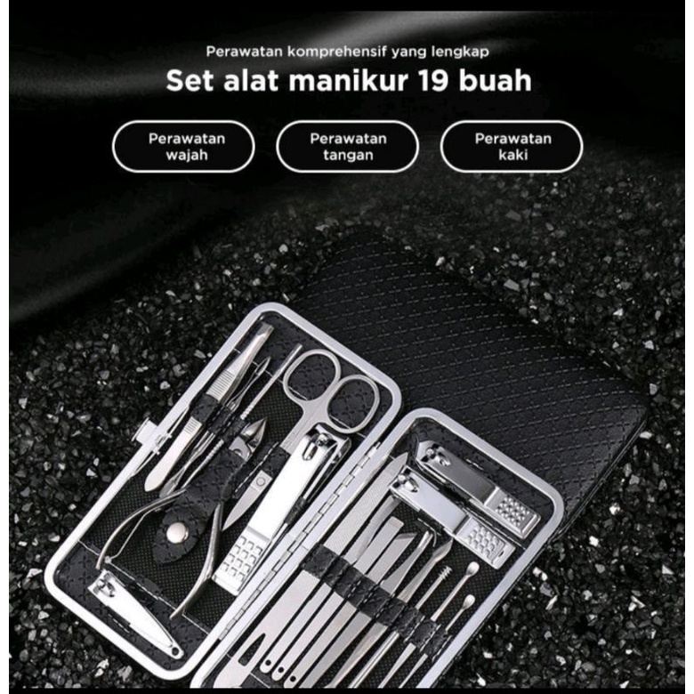 Gunting kuku set 19 in 1 manicure set 19 in 1 perawatan kuku.