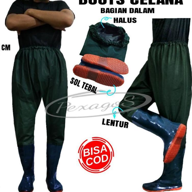REKOMENDASI SEPATU BOOTS KARET CELANA PANJANG SEPINGGANG PETANI SAWAH ((110 cm )) SEPATU SAWAH BOOTS