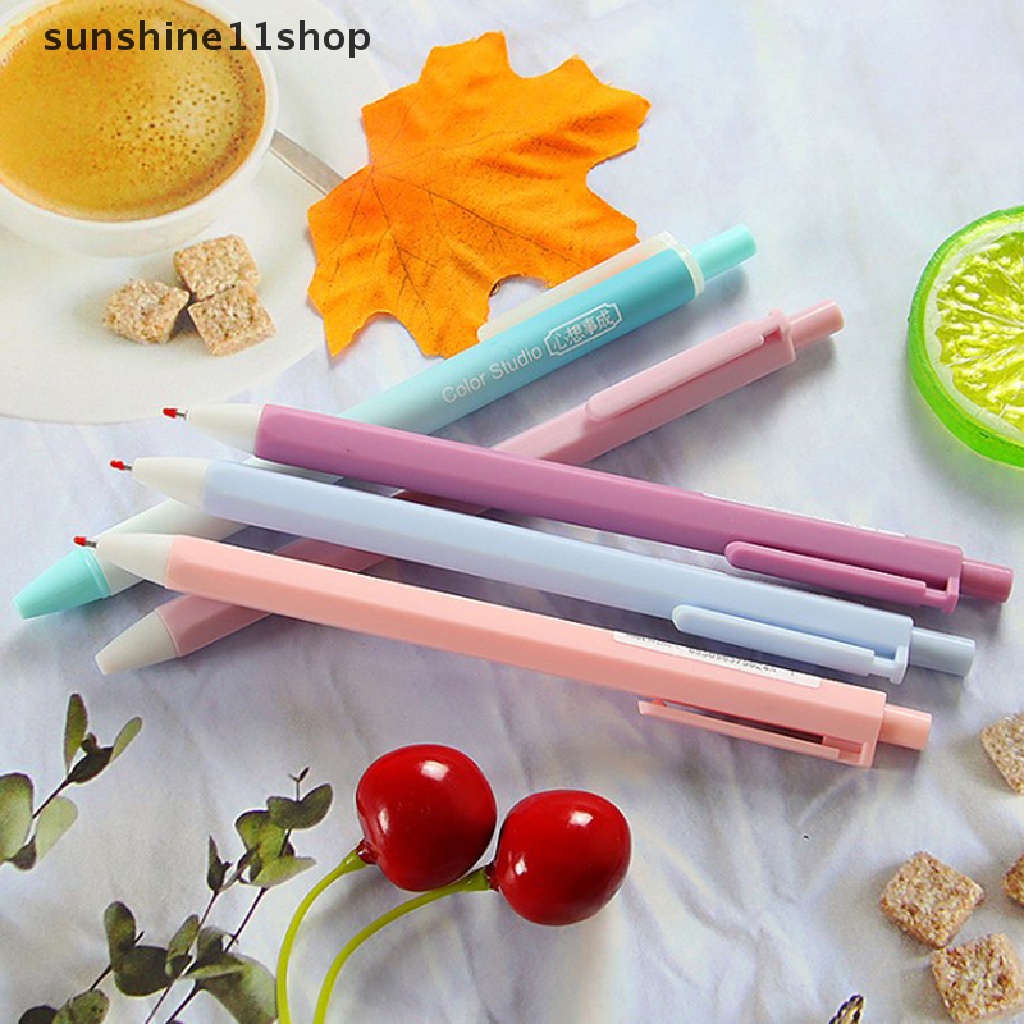Sho 6Pcs/Set Lucu Morandi Warna Tekan Gel Pen ST Nib 0.5mm Hitam Tinta Kantor Sig Pen Mahasiswa Kawaii Alat Tulis Wrig Perlengkapan N