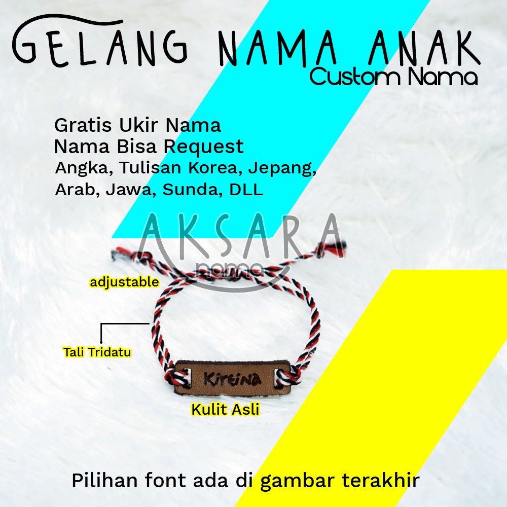 Gelang Nama Bayi, Bisa Ukir sesuai Request NAMA CUSTOM Gelang tali tridatu
