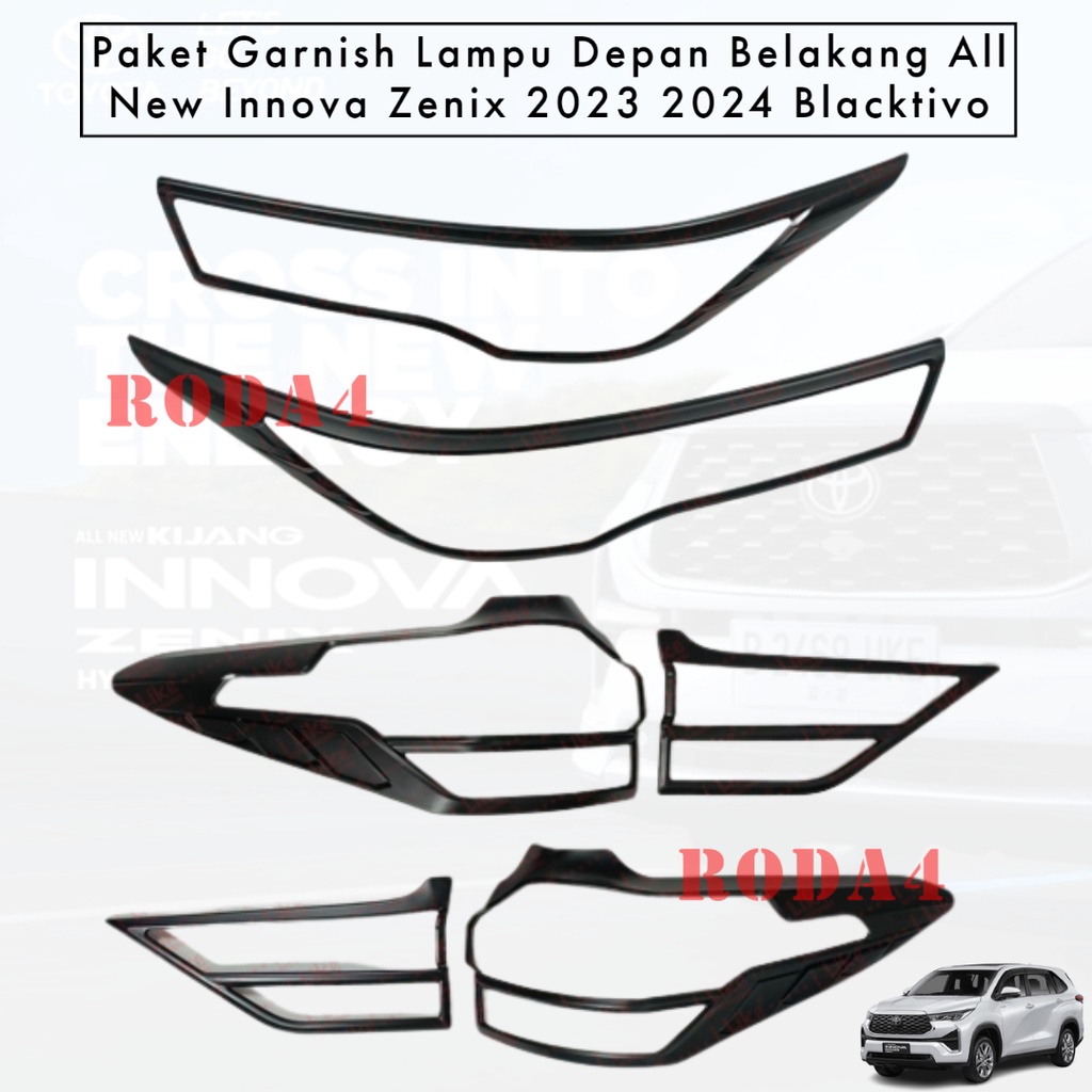 Paket Garnish Lampu Depan Belakang All New Innova Zenix 2023 Blacktivo Chrome