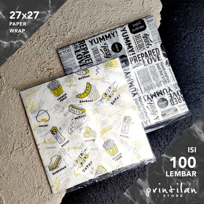 [27x27] KERTAS NASI LAMINASI MOTIF /Paper Wrap /Bungkus /Anti Lengket
