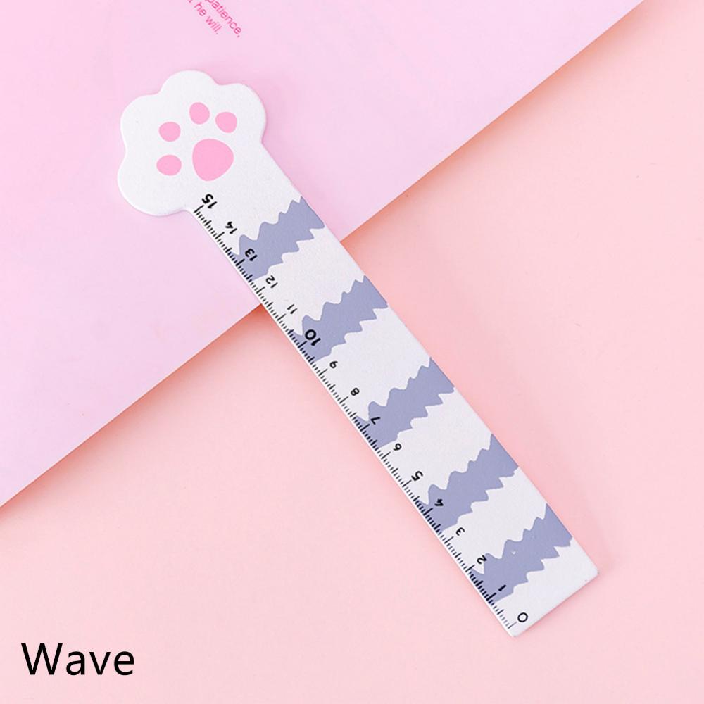 Timekey 15 cm Cute Kawaii Kitty Paw Cat Penggaris Lurus Penggaris Kayu Untuk Menggambar Siswa Mengukur Alat Tulis Kantor Perlengkapan Sekolah M4P2