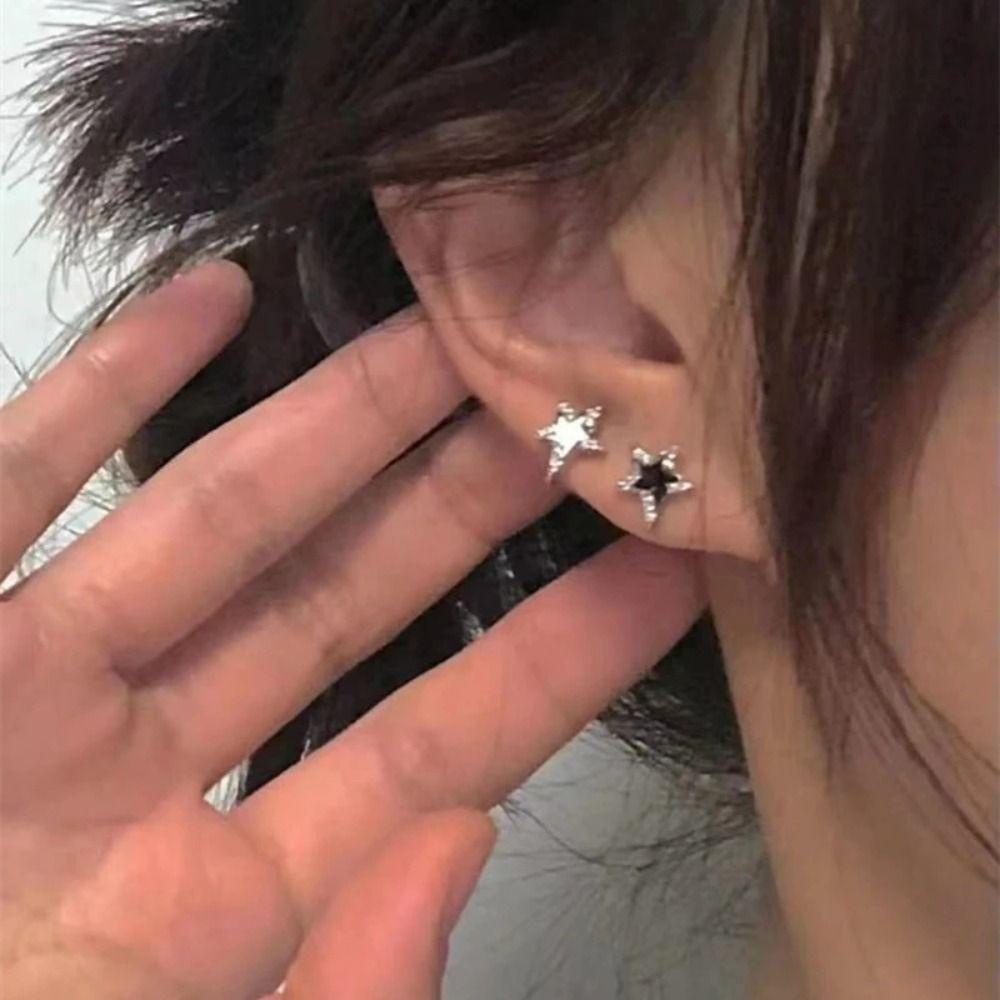 Needway   Pentagram Bintang Stud Anting-Anting Segar Manis Pesta Fashion Desain Zirkon Telinga Stud Temperamen Lady Peri Telinga Tulang Kuku