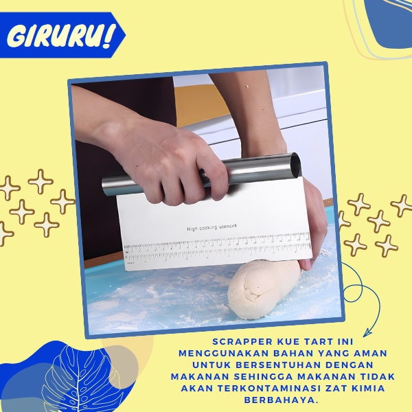 SCRAPER STAINLESS FONDANT SCRAP KUE PIZZA CHEF CUTTER PISAU BAKERY CAKE /SPATULA SCRAPER KUE TART / Scrapper Stainles/ Scrapper Kue Stainless / SCRAPER STAINLESS STEEL PANJANG PENDEK / pemotong adonan kue/screpper stainless perata adonan kue Tahan Panas