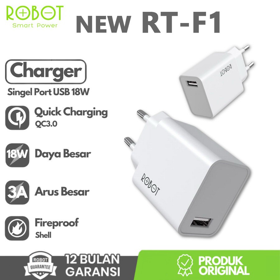 Robot Charger Adaptor Dual USB Charger Iphone & Android Original