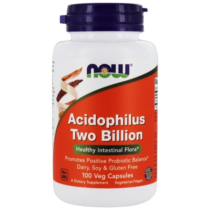 Now Acidophilus Two Billion 100 Veg Capsules Vitamin Probiotik