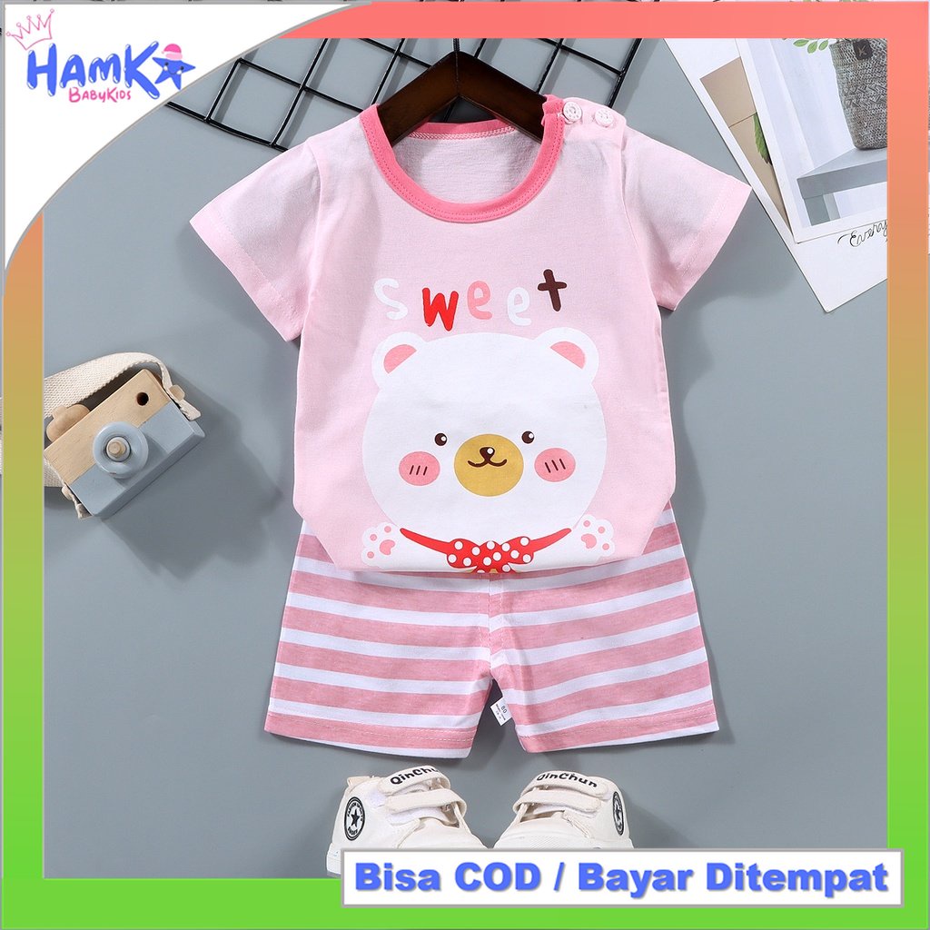 Setelan Baju Anak Bayi Lengan Pendek Import 0 - 4 Tahun Perempuan Dan Laki Laki SET