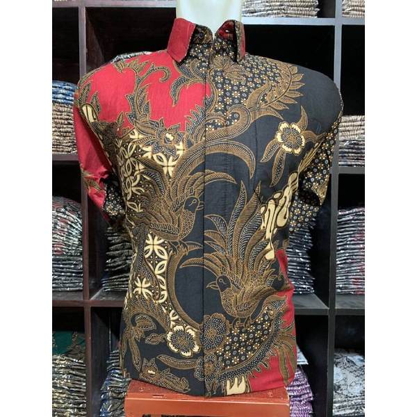 ARTONESIA KEMEJA BATIK PRIA LENGAN PANJANG MAHESA MERAH M L XL XXL