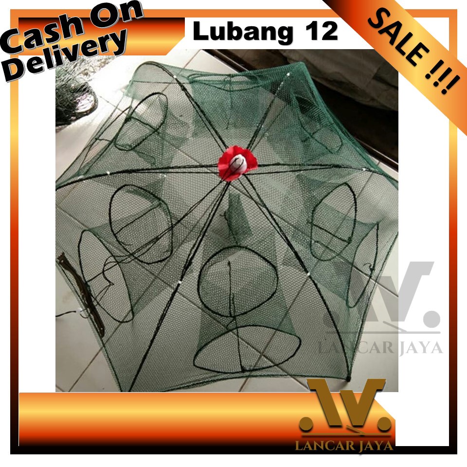 Jaring Ikan Bubu Payung 12 Lubang Jebakan Perangkap Udang ikan Kepiting Model Payung
