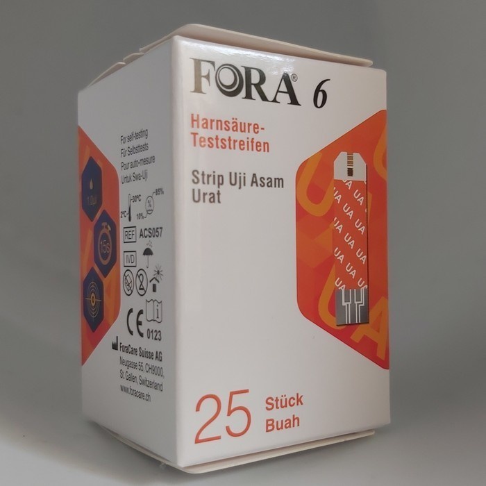 Fora 6 Plus Strip Asam Urat / Urid Acid Test Strip Fora isi 25's