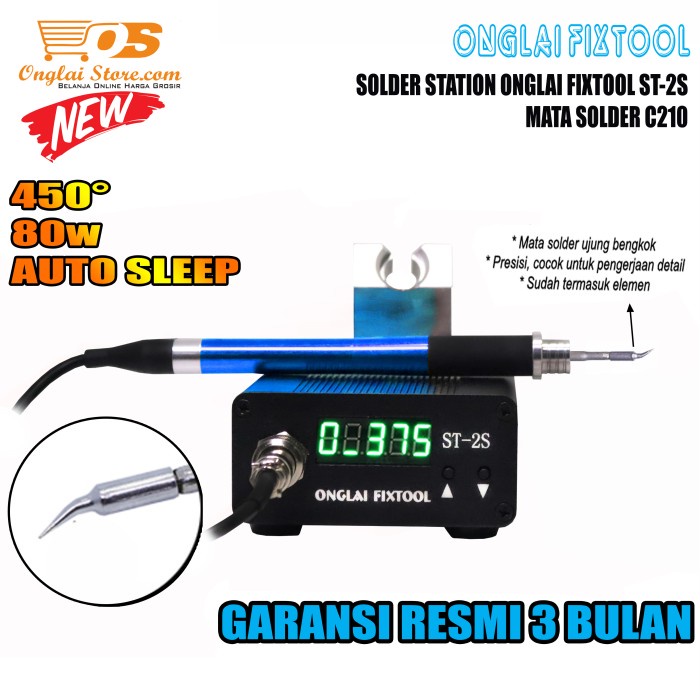 SOLDER STATION MINI ONGLAI FIXTOOL ST-2S SOLDERING IRON MATA C210 ORI