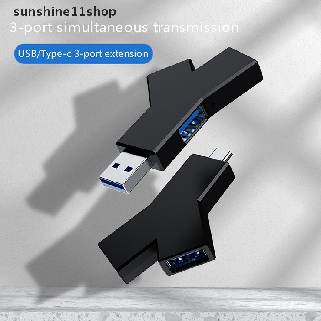 Sho 1Pc USB 3.0 Hub Mini Berbentuk Y 3-IN-1 Tipe-C3.1 3-Port Splitter Hub Expander N