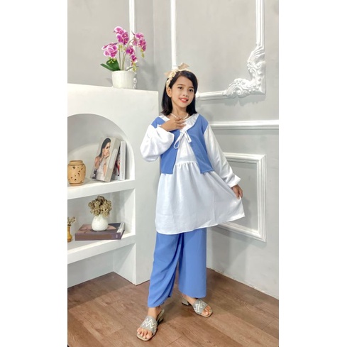 Setelan anak crinkle rompi/setelan rayon anak/setelan muslim