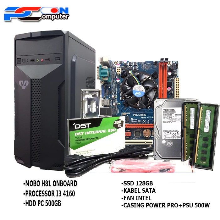 Paket Mainboard Mobo motherboard 1150 H81 rakitan PC