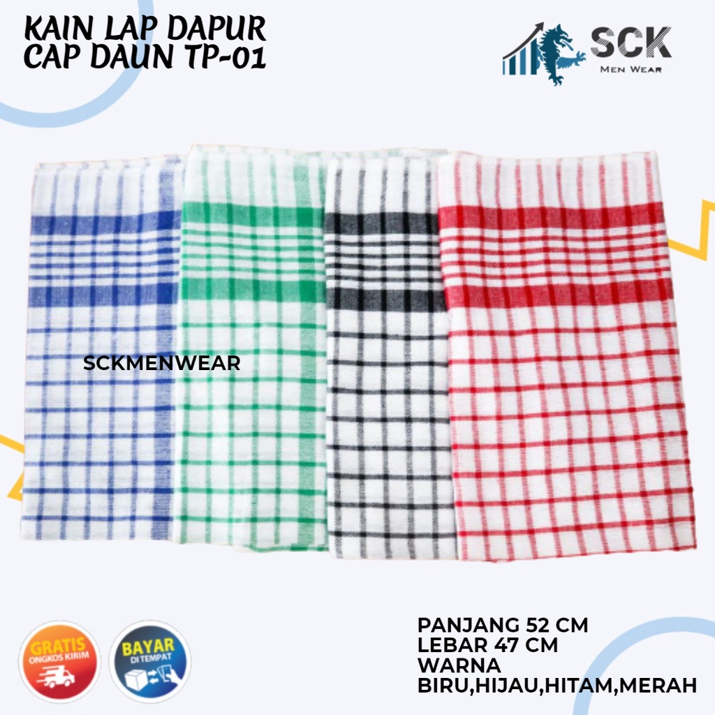 [ISI 3] Serbet CAP DAUN TP-01 / LAP DAPUR MAKAN MOTIF KOTAK KAIN KATUN - sckmenwear GROSIR