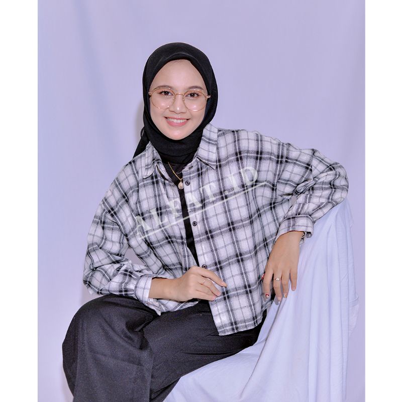 crop top tartan / crop top flanel / kemeja crop wanita