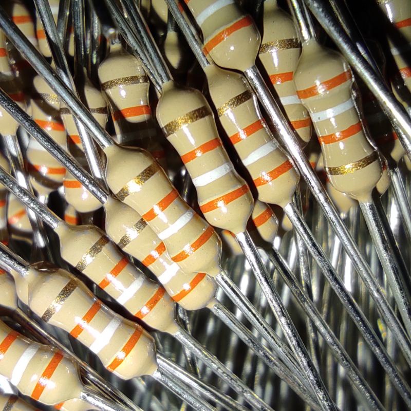 100PCS  Resistor 39K 1/4W Taiwan Kaki Tebal Carbon Film 1/4watt 1/4 watt w 5% bukan composite japan 